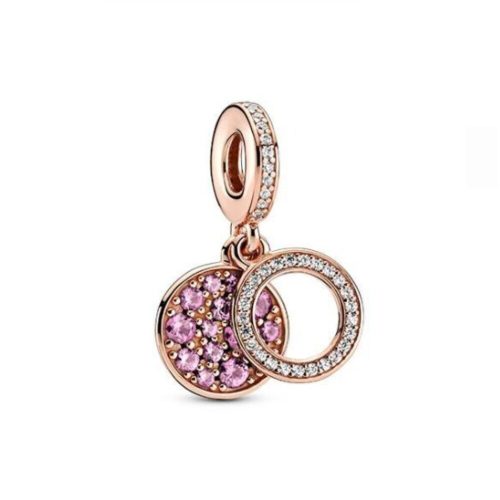 Függő karikák rosegold színű ezüst charm