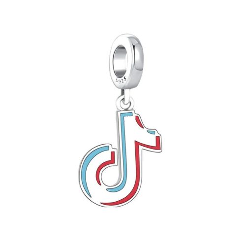 Tiktok logo ezüst függő charm