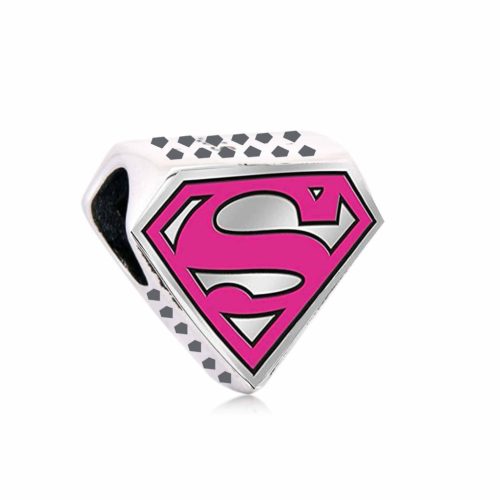 Super Woman pink mintával ezüst charm