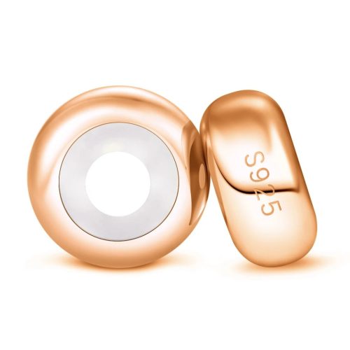 Elegáns ezüst Spacer Szilikonos Stopper charm 2 db-os rosegold